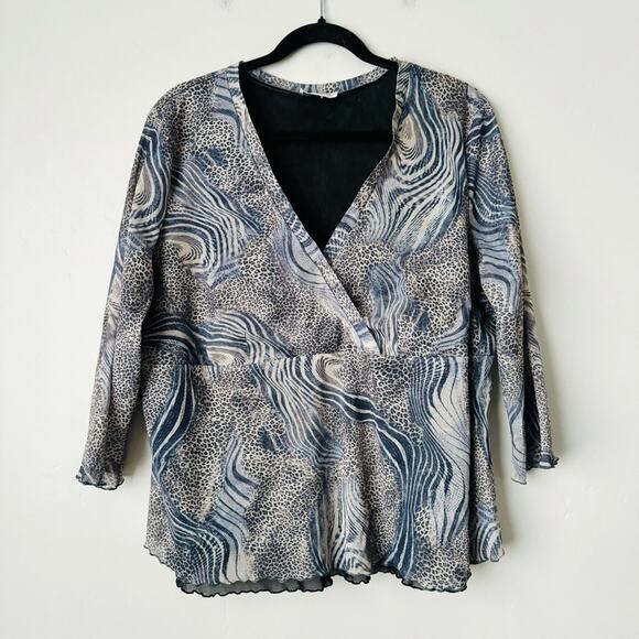 Worthington Purpose wrap animal print abstract gray blue womans XL - Picture 1 of 9